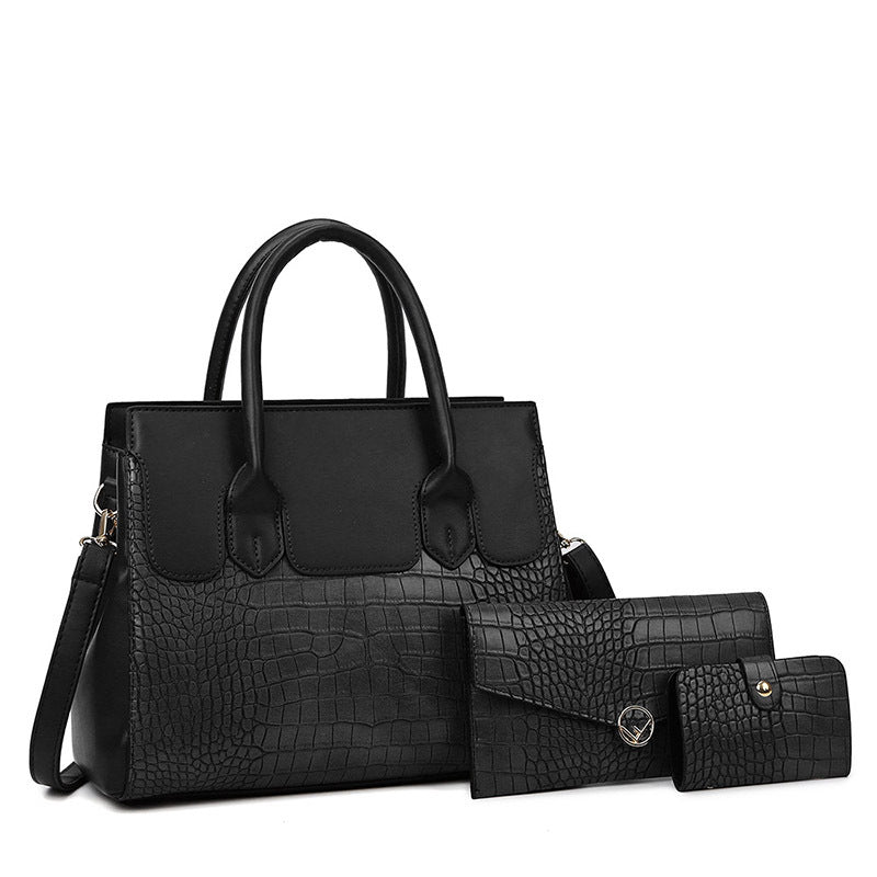 Women's Leather Shoulder Handbag Set