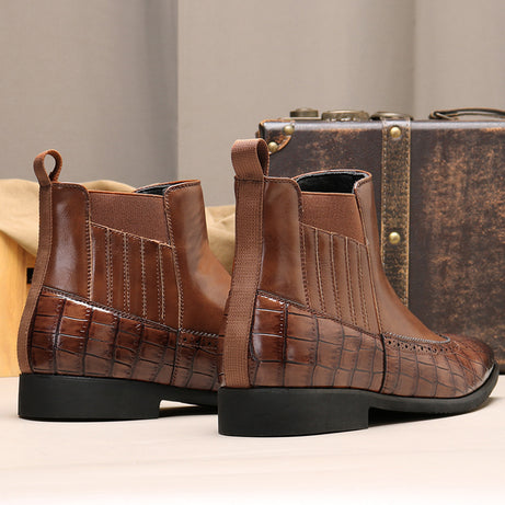 Men's Leather Large Size Pointed Martin Boots