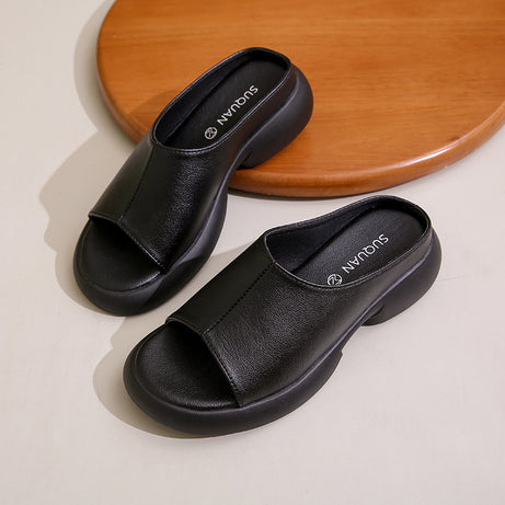 Women's Leather Versatile Fashion Slide Sandals