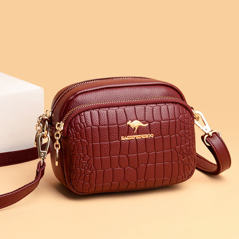 Women's Leather Crocodile Pattern Shoulder Bag