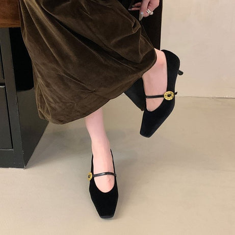 Women's Pointed Toe High Heels Mary Jane Pumps Shoes