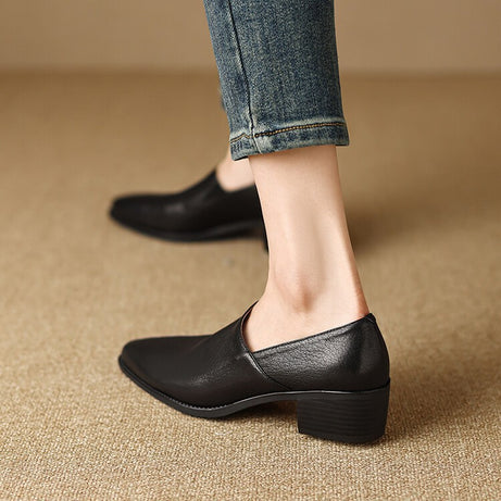Women's Soft Leather Medium Heel Shoes