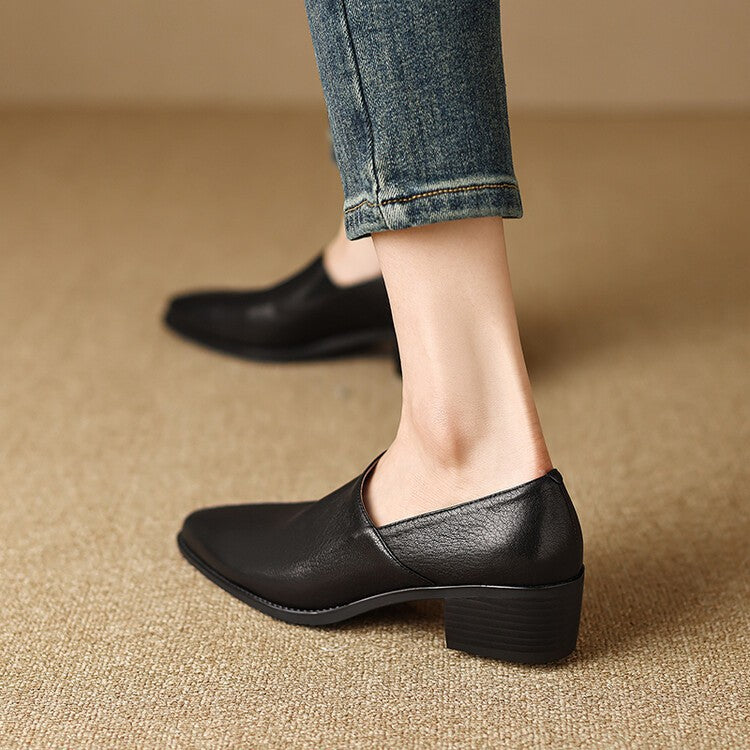 Women's Soft Leather Medium Heel Shoes