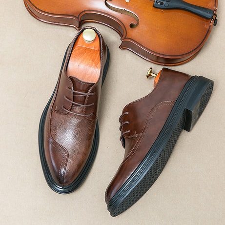 Men's Retro Trend British Pointed Leather Shoes