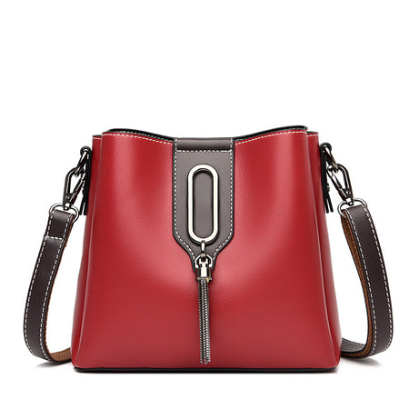 Women's Leather Stylish Chain Bucket Bag