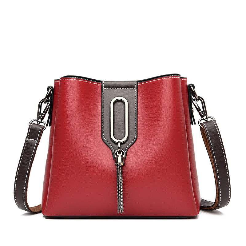Women's Leather Stylish Chain Bucket Bag