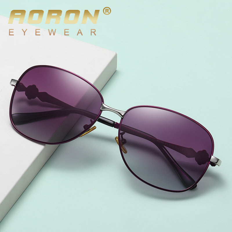 Women's Polarized Large Frame Metal Sunglasses