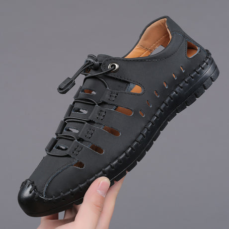 Men's Leather Breathable Hollow Casual Sandals