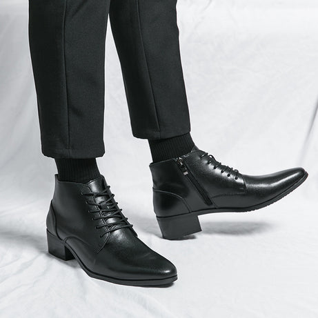 Men's Fashion High Top Pointed Leather Shoes