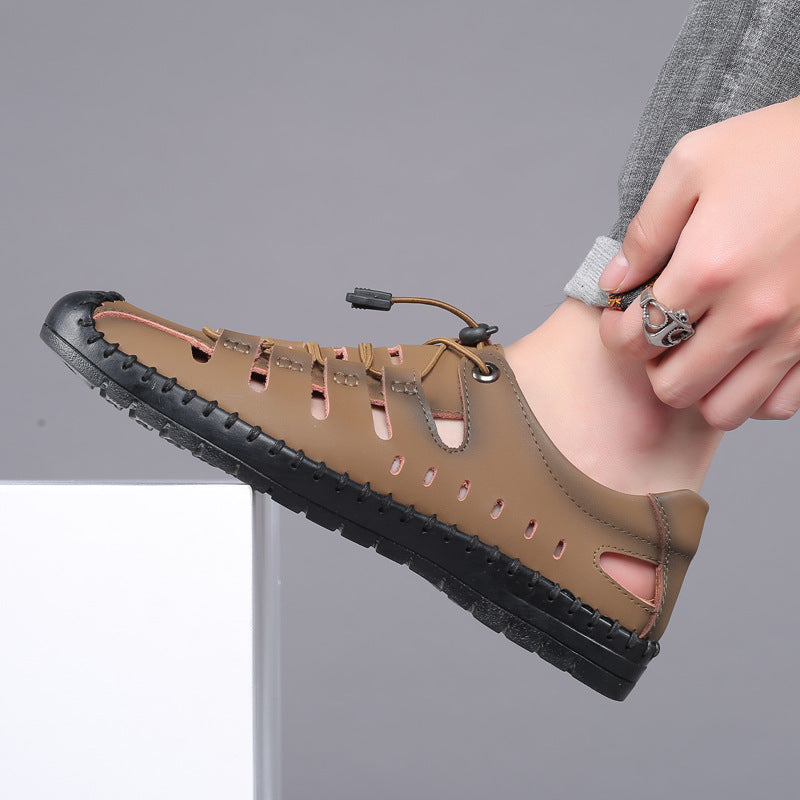Men's Leather Breathable Hollow Casual Sandals