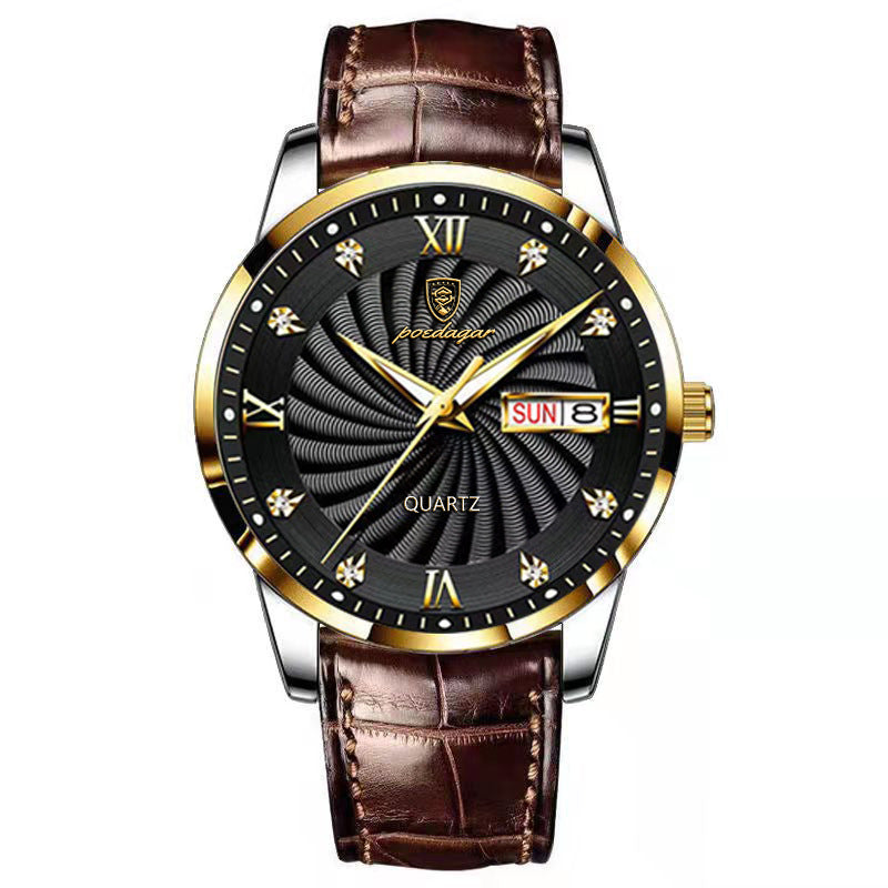 Men's Multi-functional Leather Band Watch