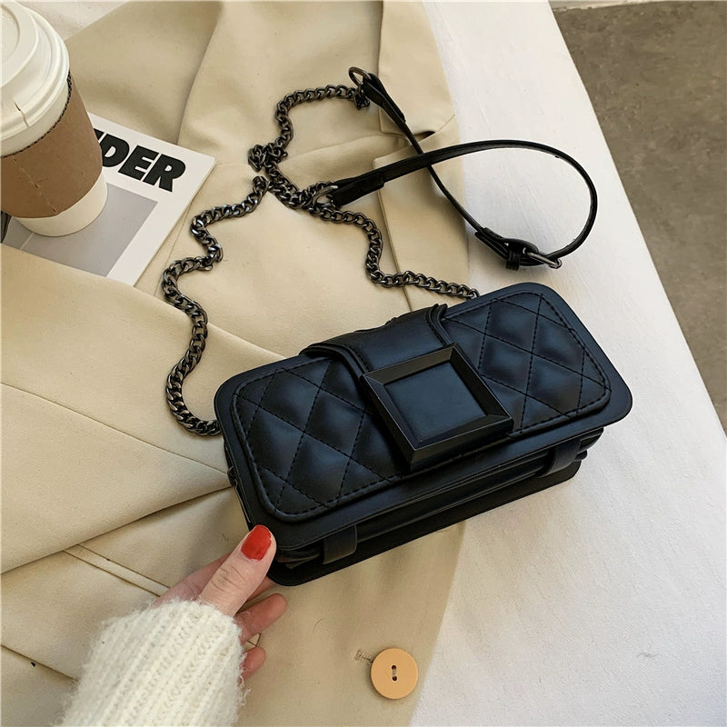 Women's Leather Trendy Rhombus Crossbody Bag