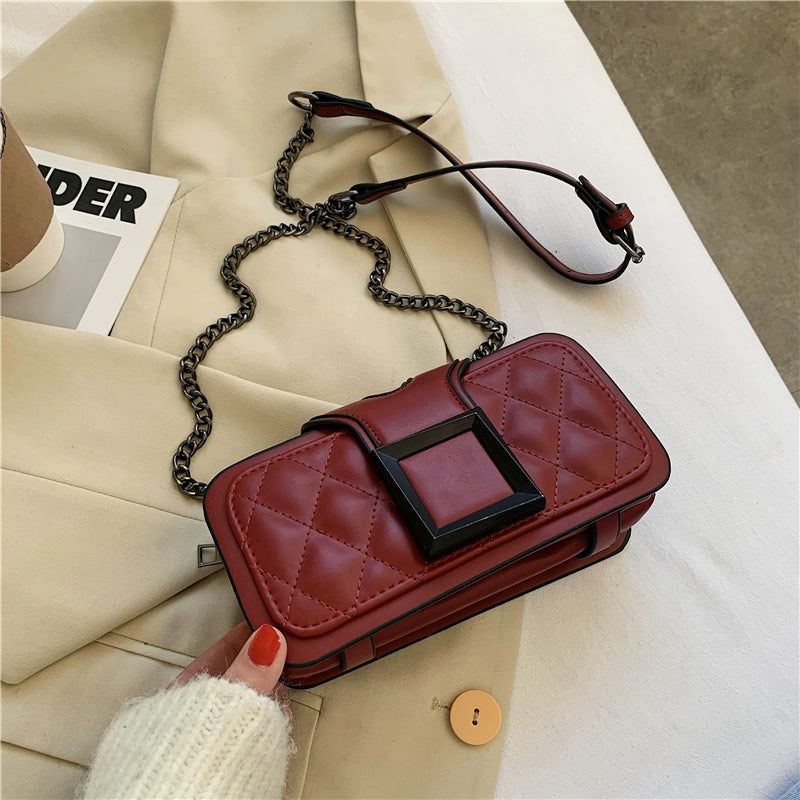 Women's Leather Trendy Rhombus Crossbody Bag