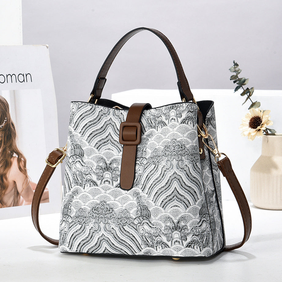 Women's Crossbody Bucket Bag Embroidery Bag