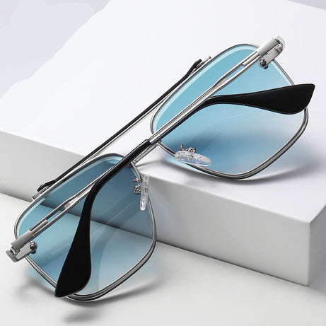 Men's Colorful Two-color Large-frame Metal Sunglasses