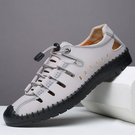 Men's Leather Breathable Hollow Casual Sandals