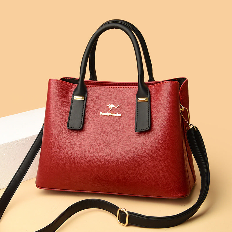 Women's Leather Double Magnetic Buckle Bag