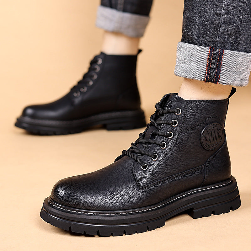 Men's Leather High-Top Fashionable Trendy Shoes