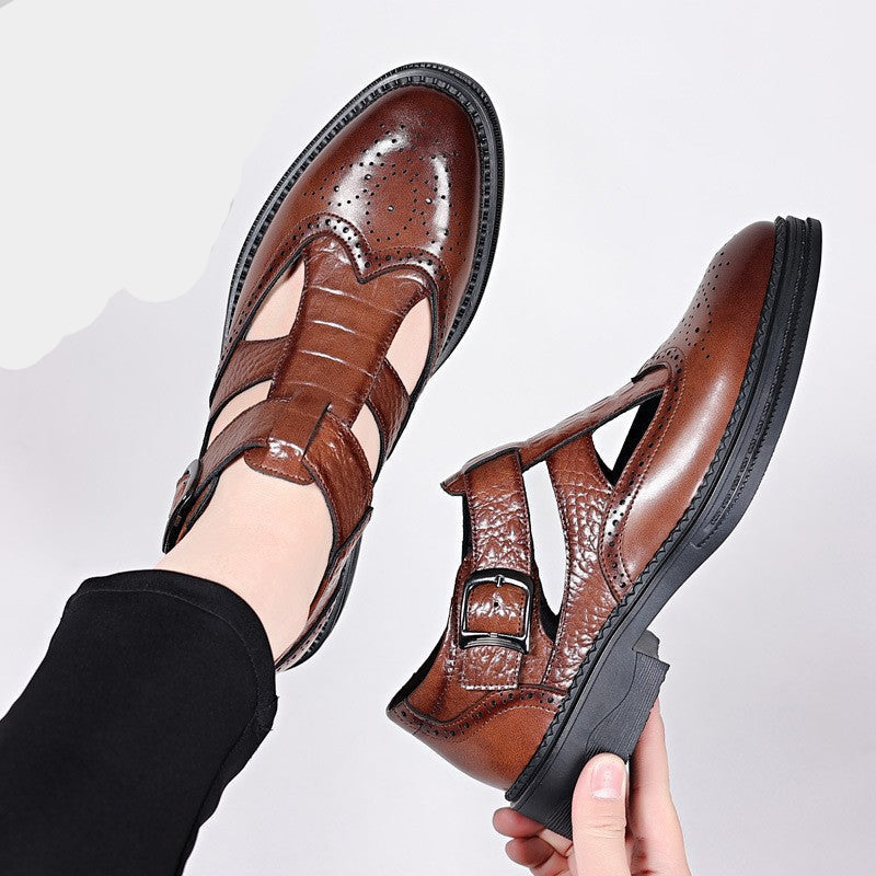 Men's Leather High-End Brock Engraved Sandals