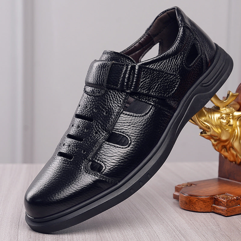 Men's Leather Hollow Breathable Sandals