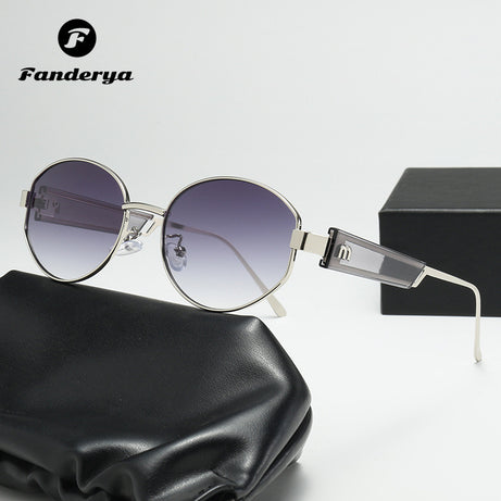 Women's Retro Small Oval Frame UV Protection Sunglasses