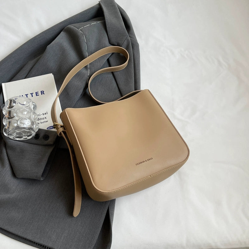 Women's Leather Casual Shoulder Bucket Bag