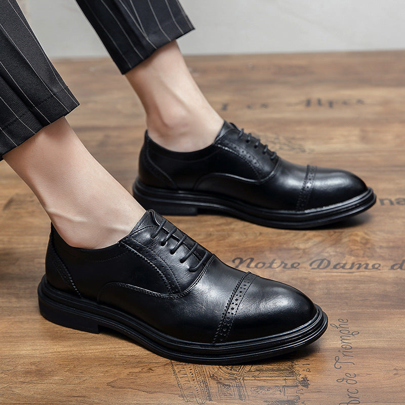 Men's Leather British Style Pointed Outdoor Shoes