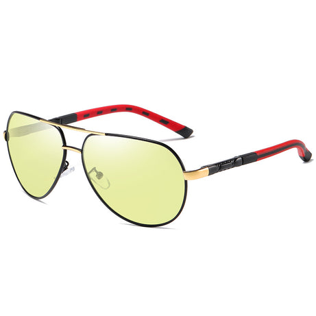 Metal Polarized Color-changing Round  Driving Sunglasses