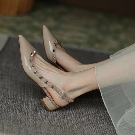 Women's Buckle Low Heel Flat Bottom Slippers (In Stock)