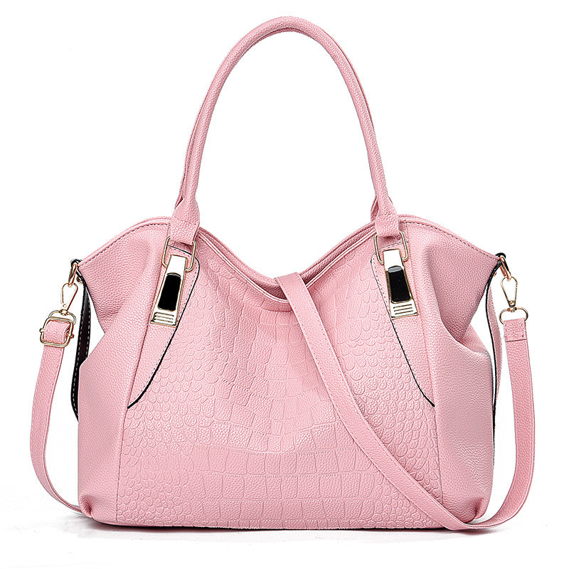 Women's Crocodile Pattern Handbag Soft Leather Big