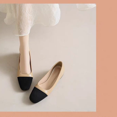 Women's Low Heel Mixed Color Office Shoes