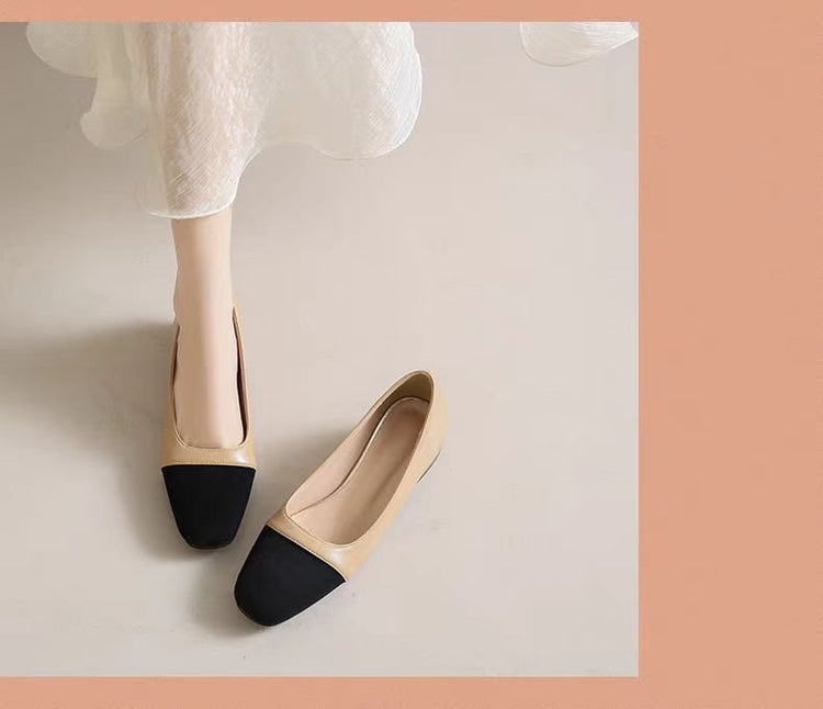Women's Low Heel Mixed Color Office Shoes