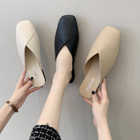 Women's Shoes Summer Korean Square Cool Slippers