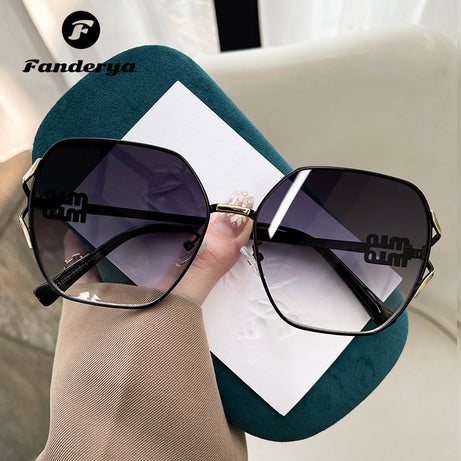 Women's Large Frame Polygon UV Protection Sunglasses
