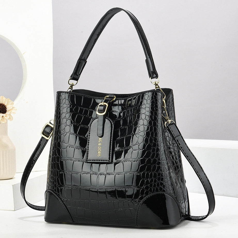 Women's Bucket Bag Crocodile Pattern Shoulder Bag