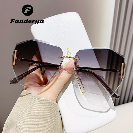 Women's Trendy Retro Style Rimless UV-proof Sunglasses