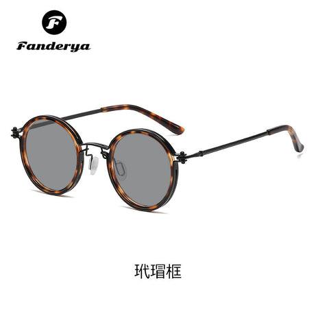 Men's Round Frame Retro Trendy Sunglasses