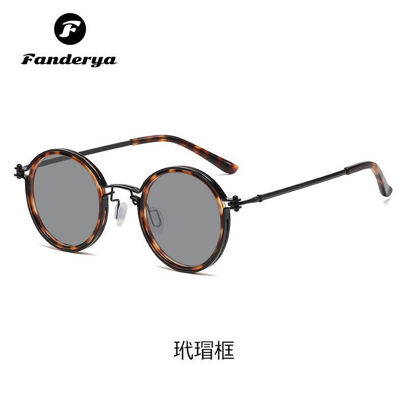 Men's Round Frame Retro Trendy Sunglasses