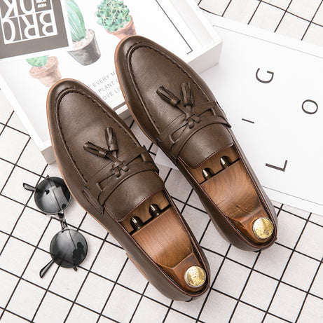 Men's Leather Outer Wear Low-Top Casual Shoes