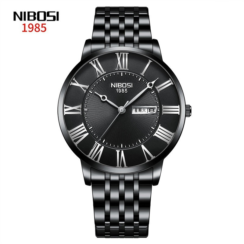 Men's Simple Gold Steel Belt Quartz Watch