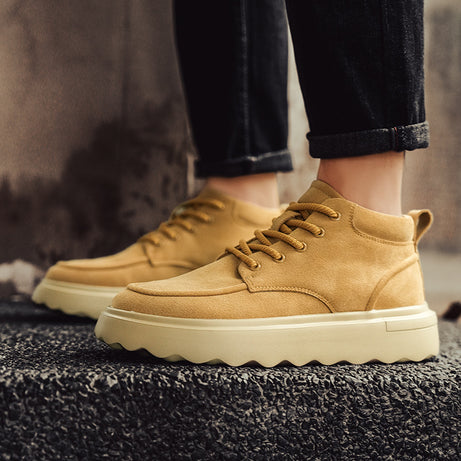 Men's Leather Fashion Trend High-top Casual Shoes