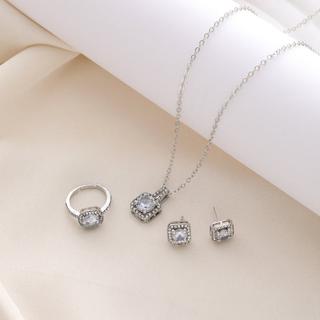 Women's Diamond Zircon Necklace Set