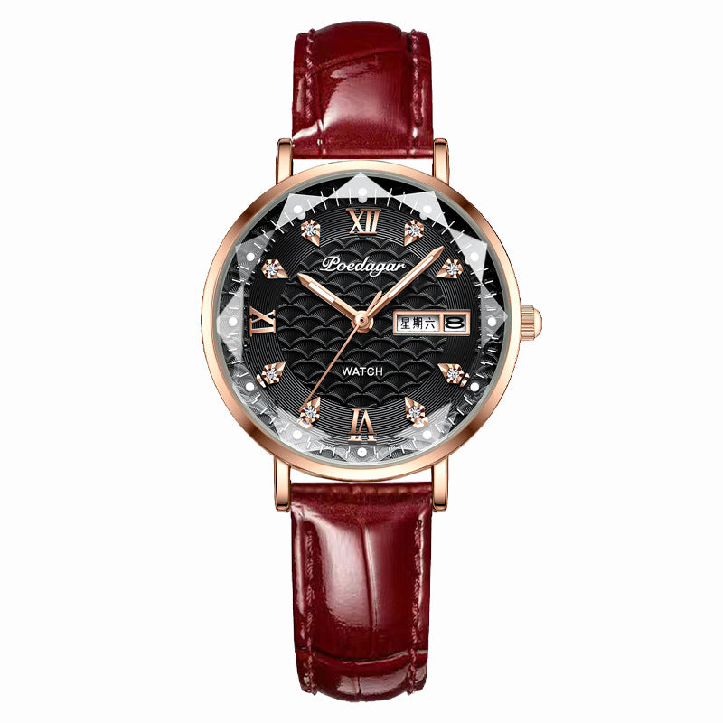 Women's Waterproof Double Calendar Watch