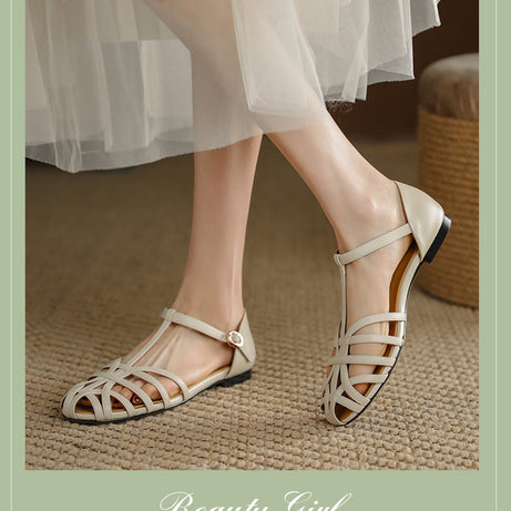 Women's Leather T-Shaped Sandals