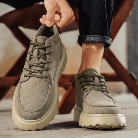 Men's Leather Fashion Trend High-top Casual Shoes