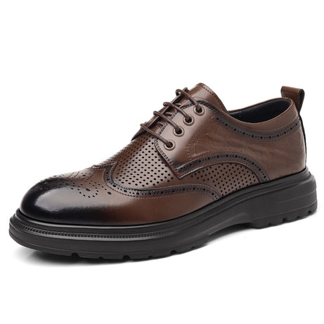 Men's Leather Block Engraved Formal Shoes