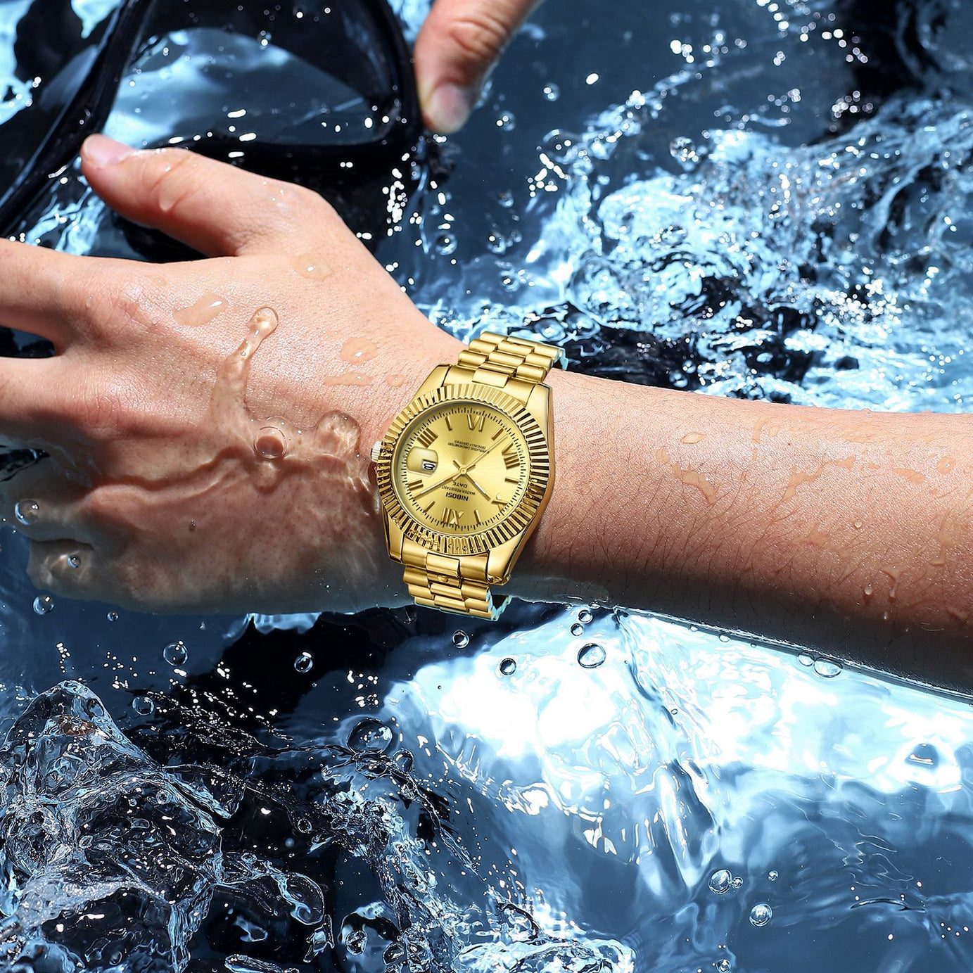 Men's Watch Gold Stainless Steel Calendar Watch