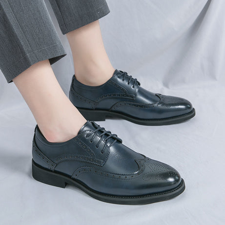 Men's Carved Pointed Thick Sole Wedding Shoes
