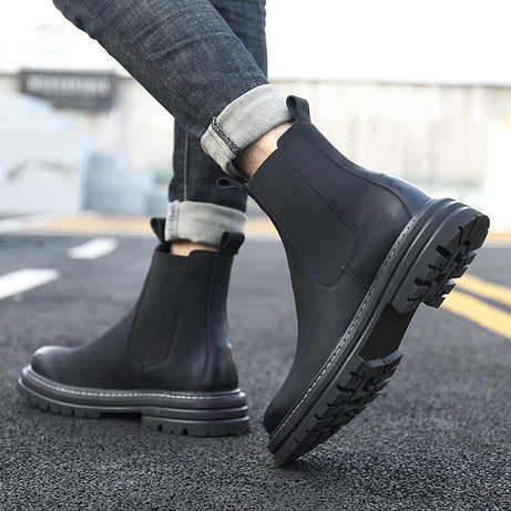 Men's British Style High-top Leather Chelsea Boots