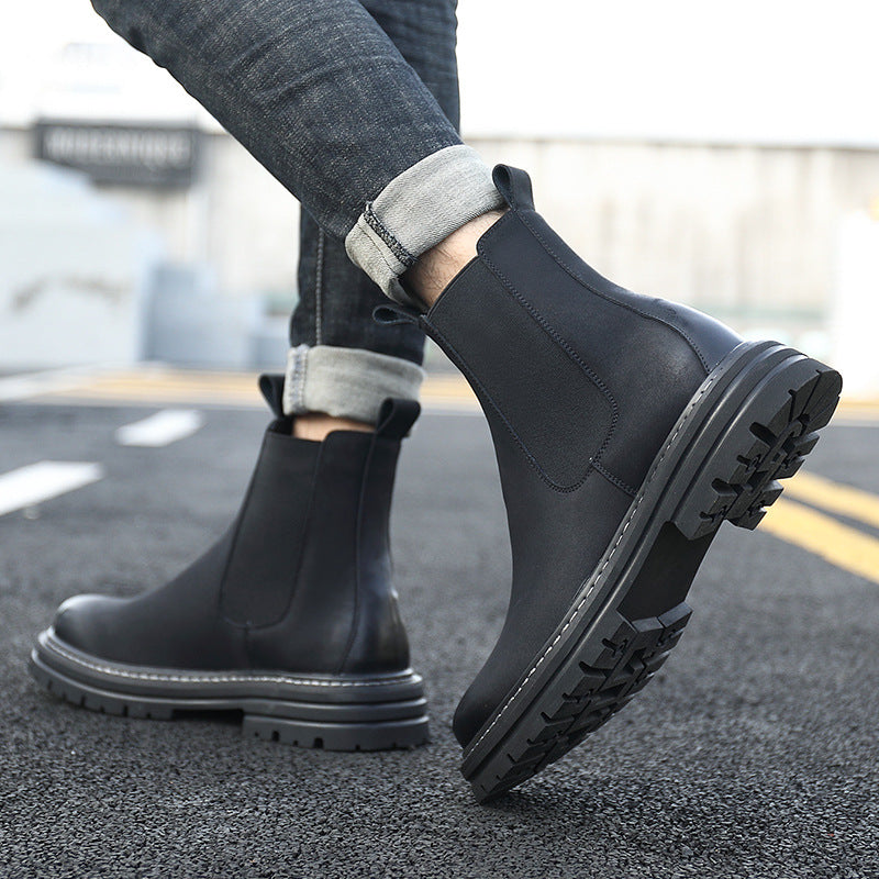 Men's British Style High-top Leather Chelsea Boots